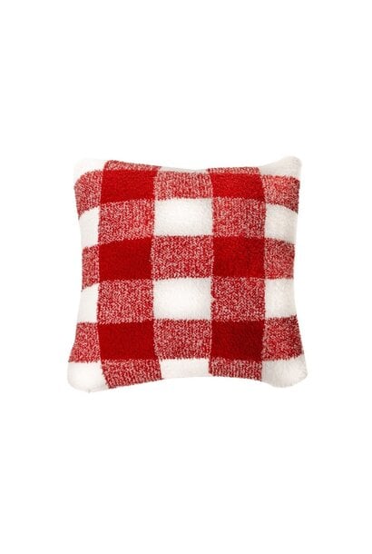Bo Red & Ivory Plaid Cushion
