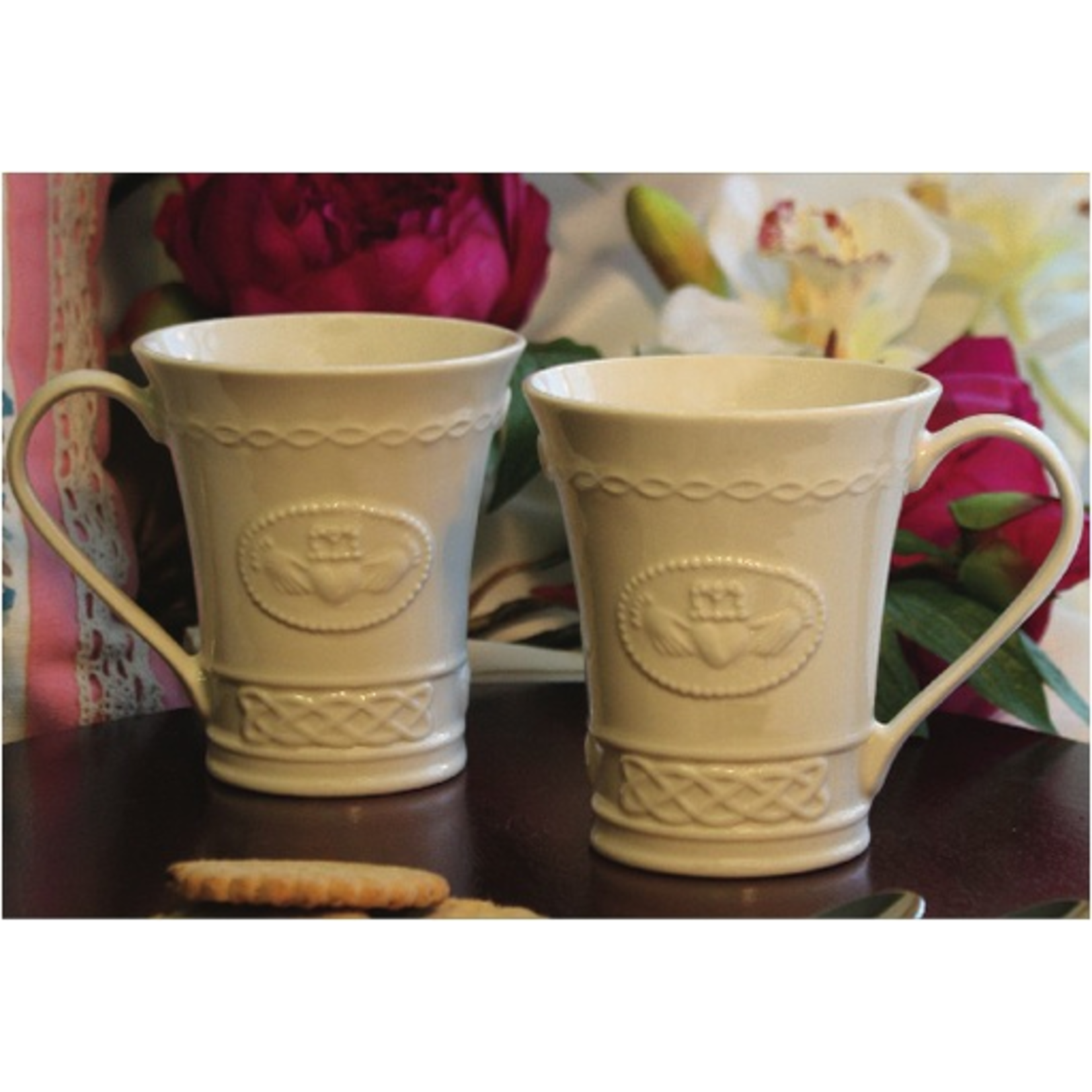 GIFTWARE BELLEEK CLADDAGH MUGS - Set of 2