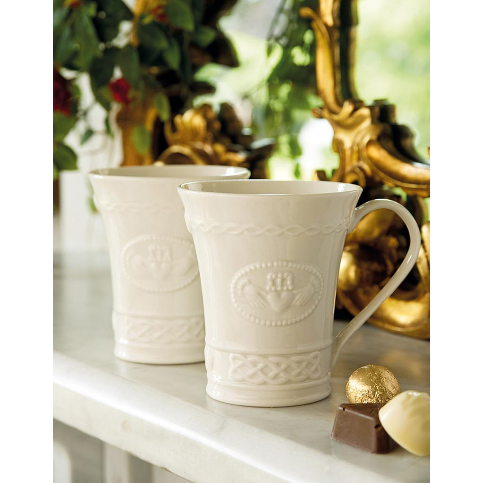 GIFTWARE BELLEEK CLADDAGH MUGS - Set of 2