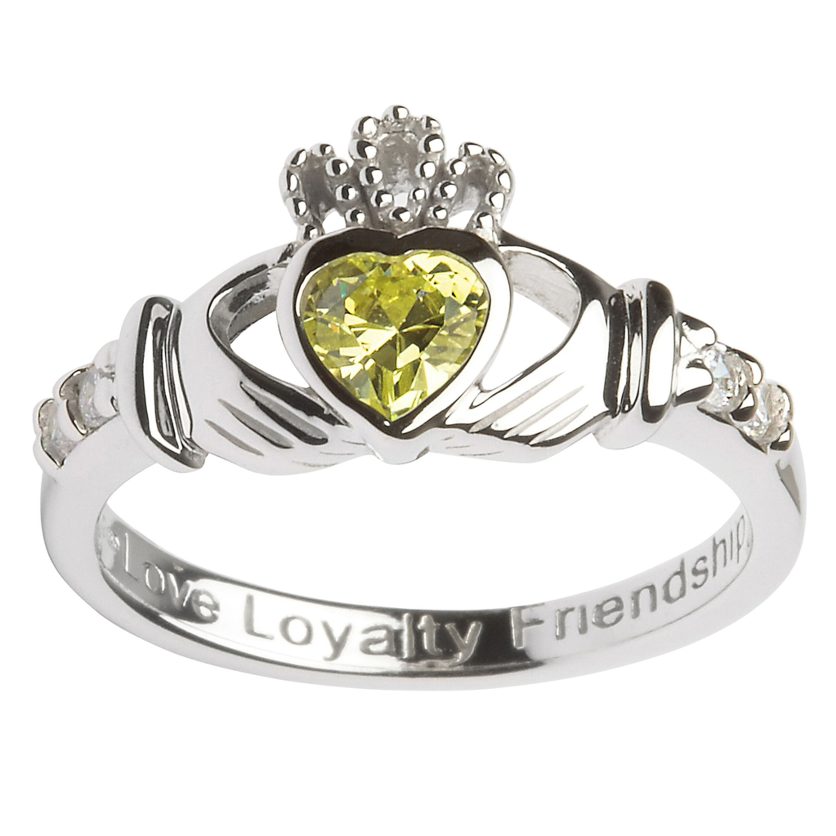 RINGS SHANORE STERLING BIRTHSTONE CLADDAGH RING - AUGUST