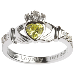 RINGS SHANORE STERLING BIRTHSTONE CLADDAGH RING - AUGUST