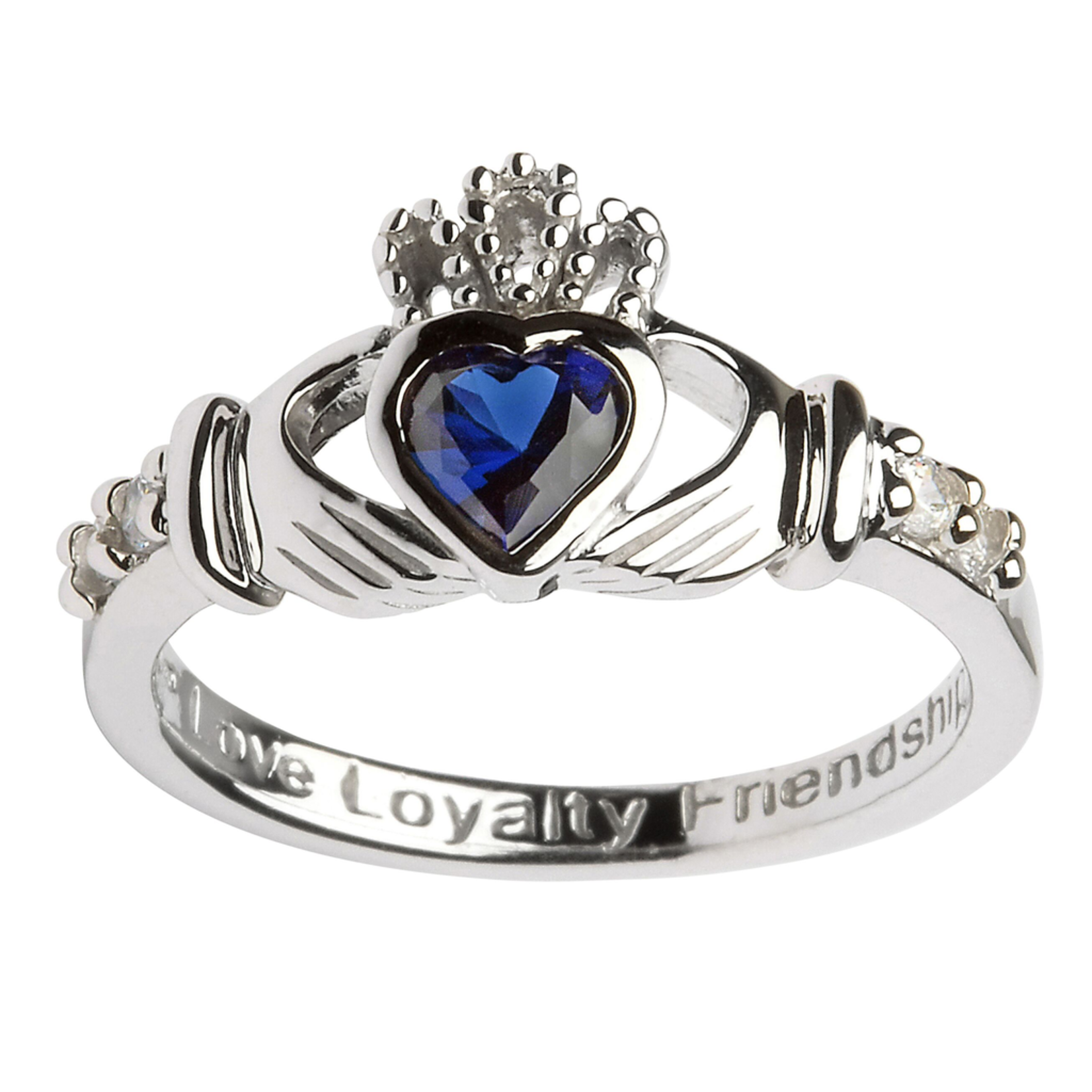 RINGS SHANORE STERLING BIRTHSTONE CLADDAGH RING - SEPTEMBER
