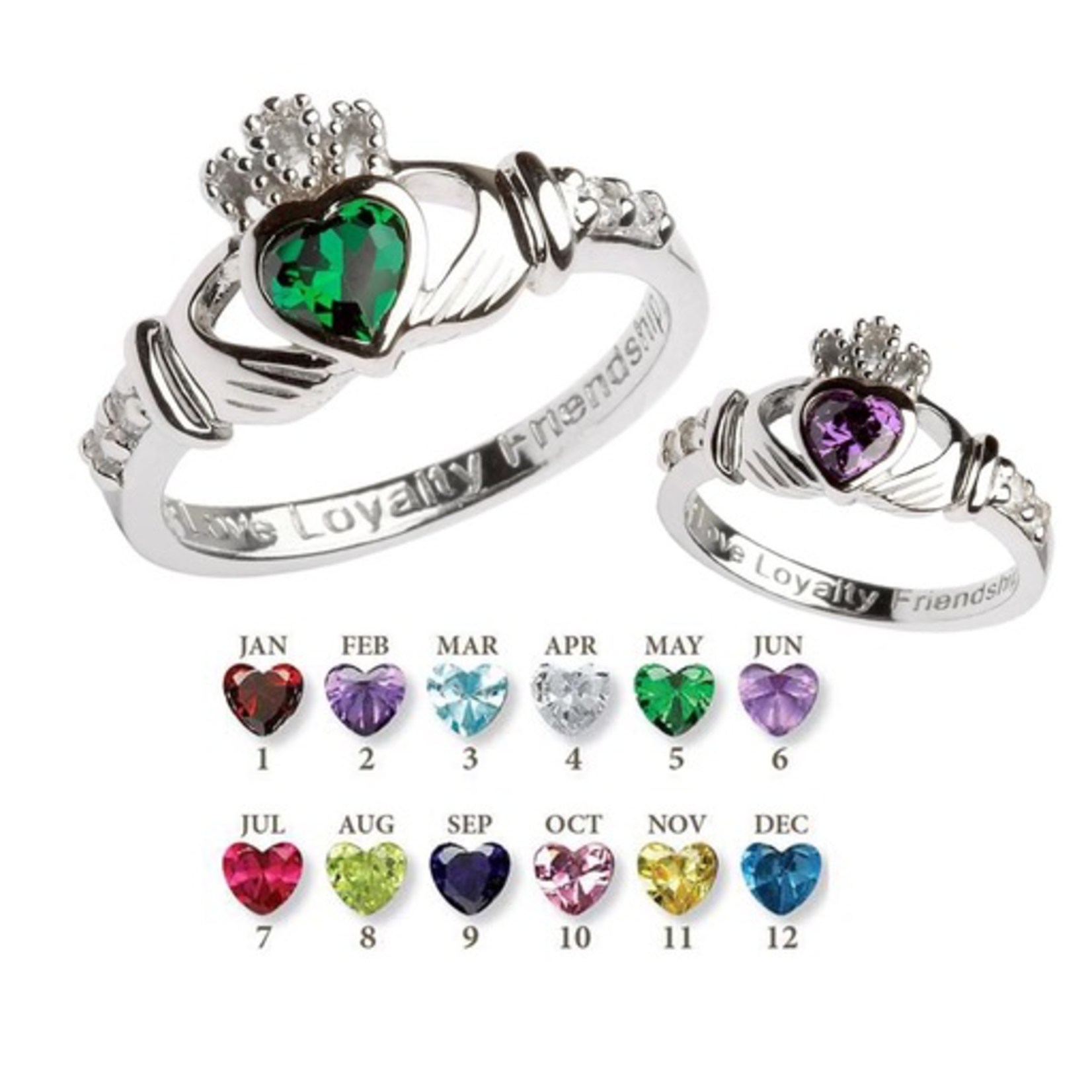 RINGS SHANORE STERLING BIRTHSTONE CLADDAGH RING - OCTOBER