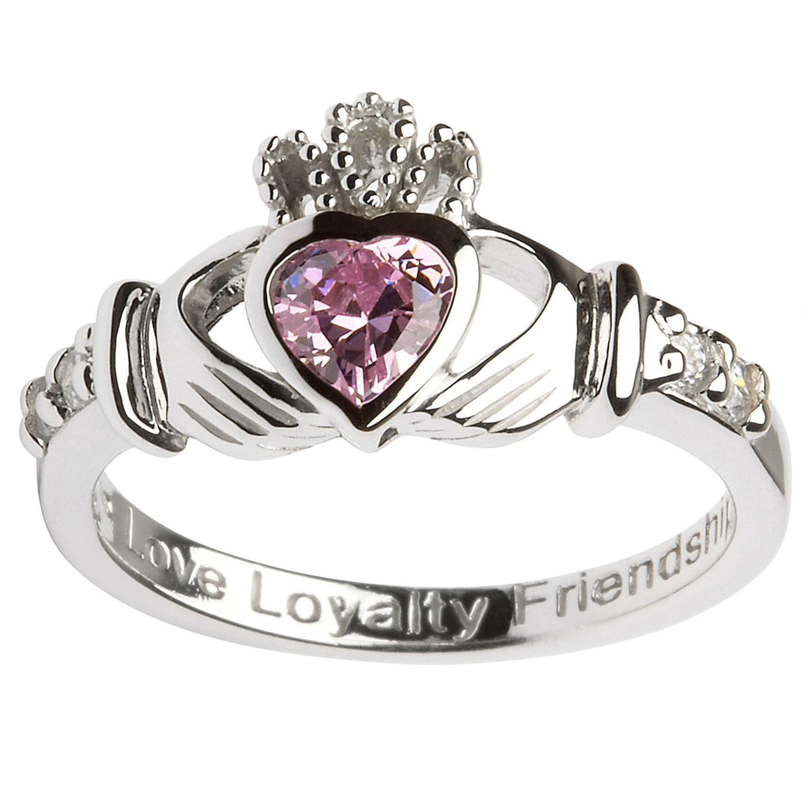 RINGS SHANORE STERLING BIRTHSTONE CLADDAGH RING - OCTOBER