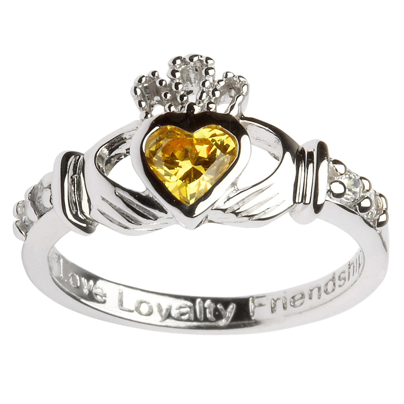 RINGS SHANORE STERLING BIRTHSTONE CLADDAGH RING - NOVEMBER