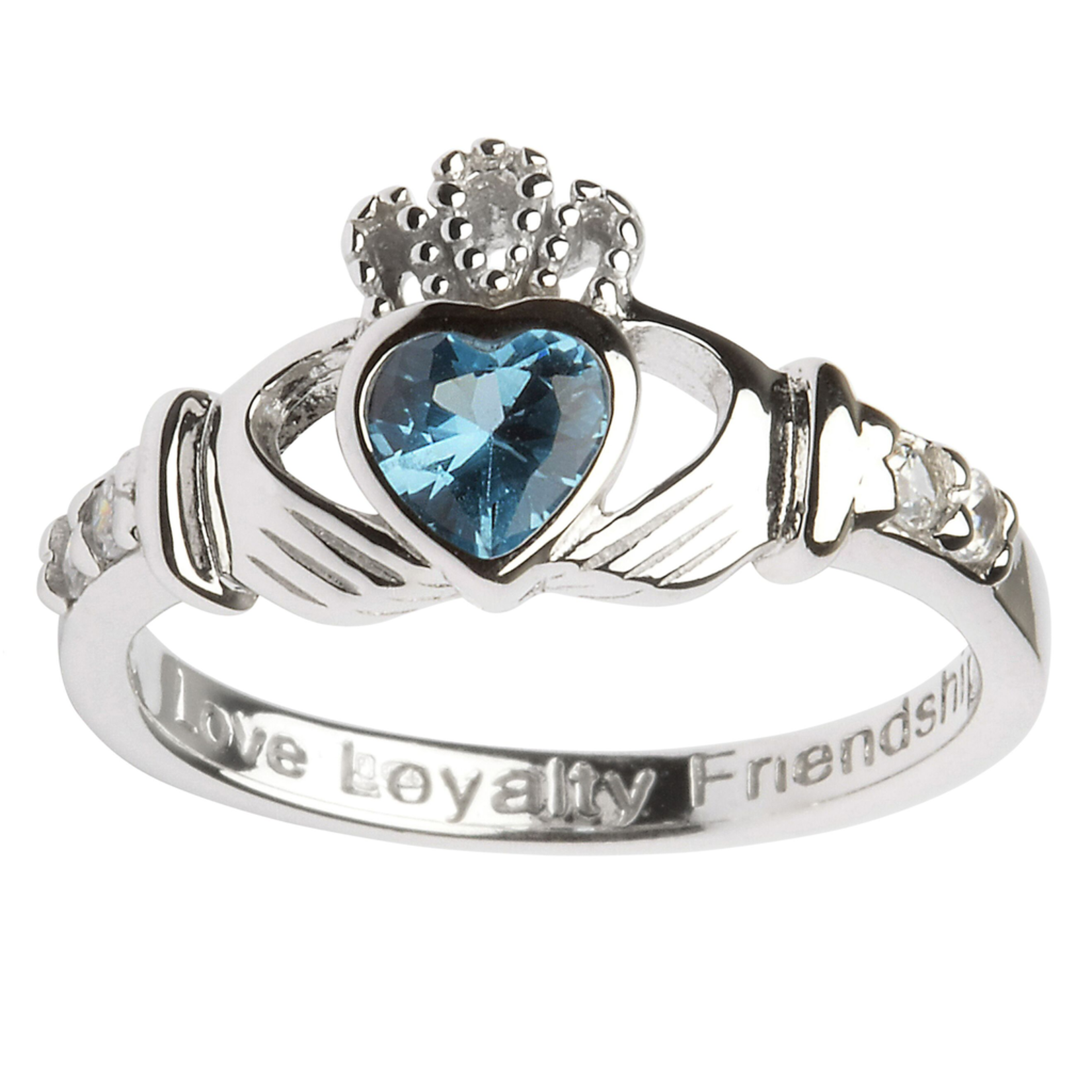 RINGS SHANORE STERLING BIRTHSTONE CLADDAGH RING - DECEMBER