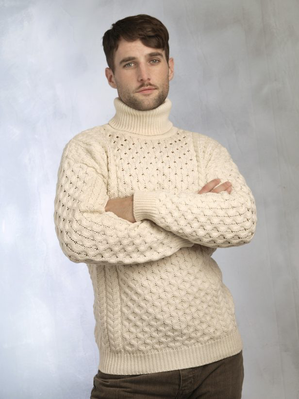 Long Sleeve Wool Crew Neck Knit - Natural, Knitwear