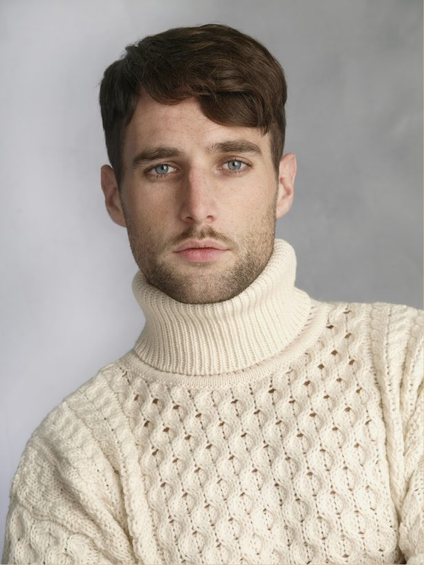 Irish Sweater, Cable Knit Turtle Neck Aran Sweater at