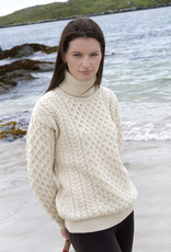 SWEATERS UNISEX ROLL NECK ARAN IRISH SWEATER - Natural