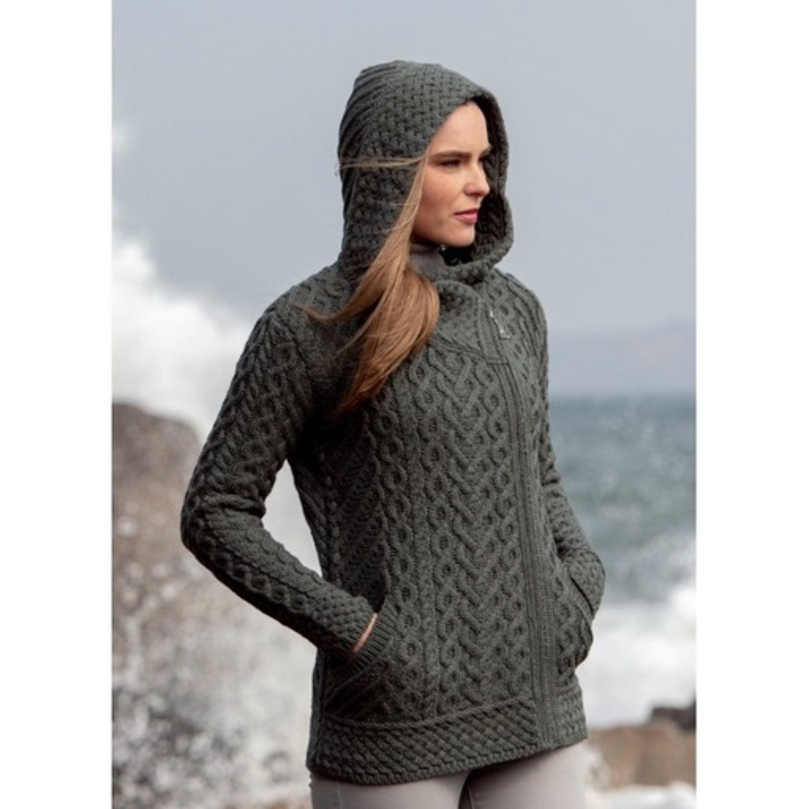 SWEATERS KILKENNY SIDE ZIP CARDIGAN with HOOD - Thundra