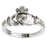 RINGS SHANORE STERLING BIRTHSTONE CLADDAGH RING - APRIL