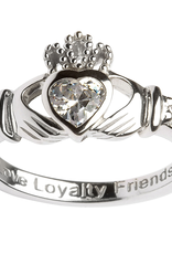 RINGS SHANORE STERLING BIRTHSTONE CLADDAGH RING - APRIL