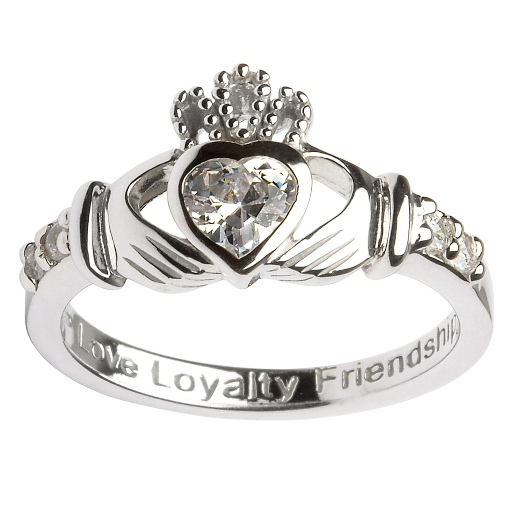 RINGS SHANORE STERLING BIRTHSTONE CLADDAGH RING - APRIL