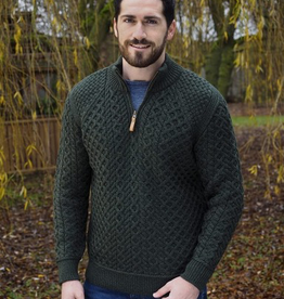 SWEATERS GENTS TRADITIONAL IRISH KNIT V NECK SWEATER - Sherwood