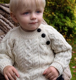 BABY CLOTHES BABY ARAN KNIT SWEATER with SHOULDER BUTTONS - Natural
