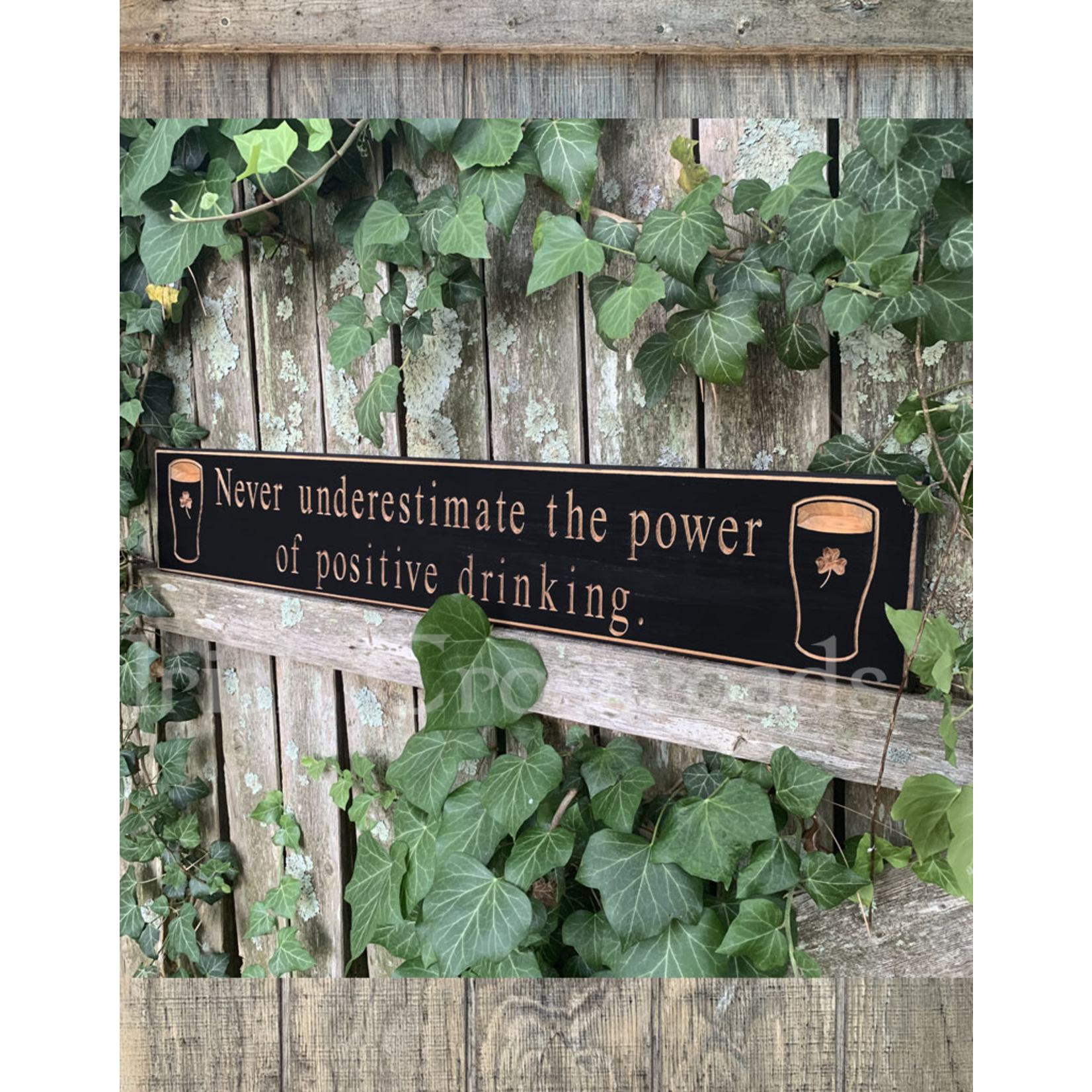 PLAQUES, SIGNS & POSTERS “POSITIVE DRINKING…” CARVED WOOD PUB SIGN