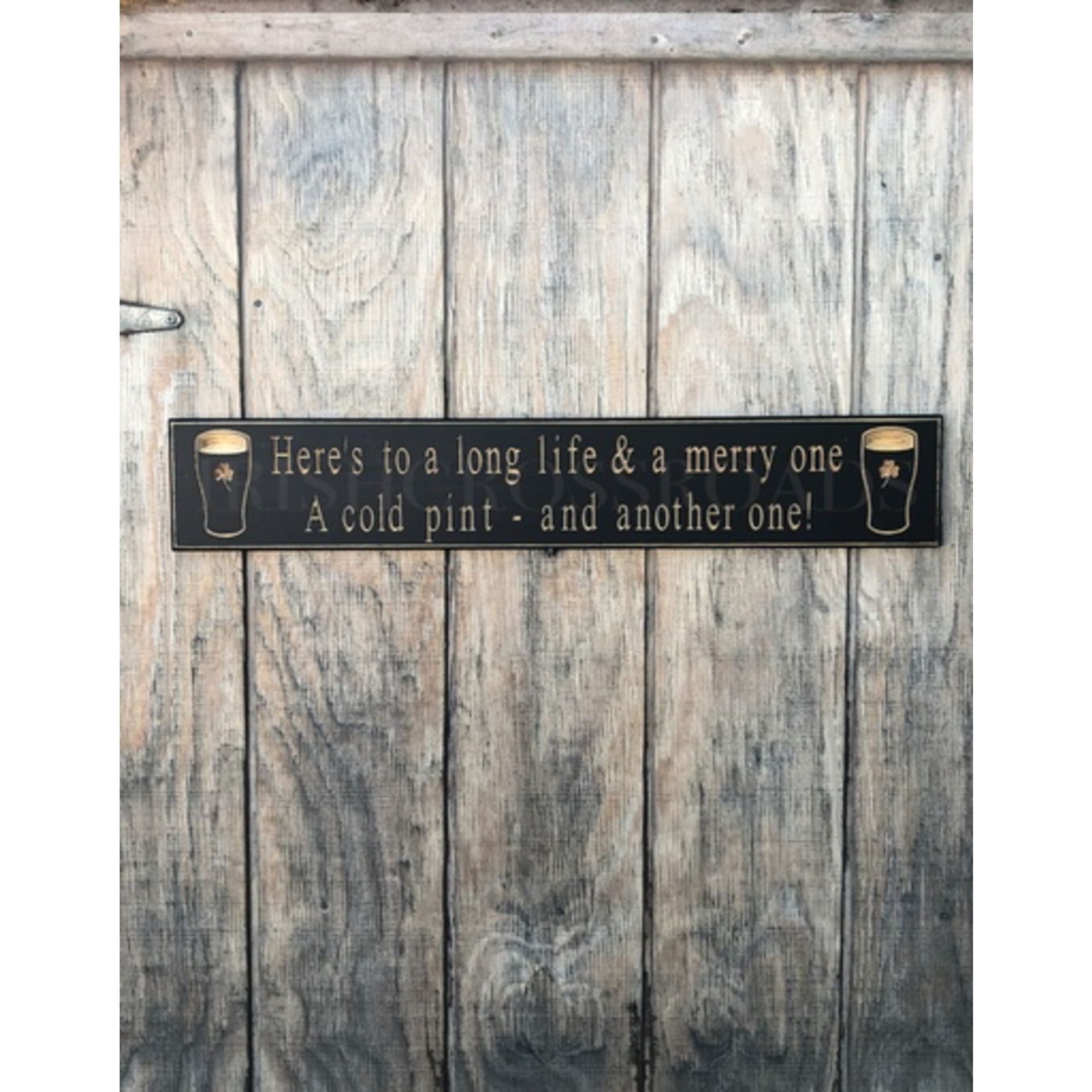PLAQUES, SIGNS & POSTERS “HERE’S TO A LONG LIFE…” CARVED WOOD PUB SIGN