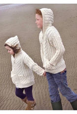 KIDS CLOTHES CHILDREN’S IRISH KNIT HOODIE SWEATER w ZIPPER - Natural