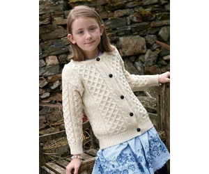 CHILDREN'S ARAN IRISH KNIT SWEATER - Marl Blue - Irish Crossroads