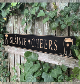 PLAQUES, SIGNS & POSTERS “SLAINTE / CHEERS” CARVED WOOD PUB SIGN