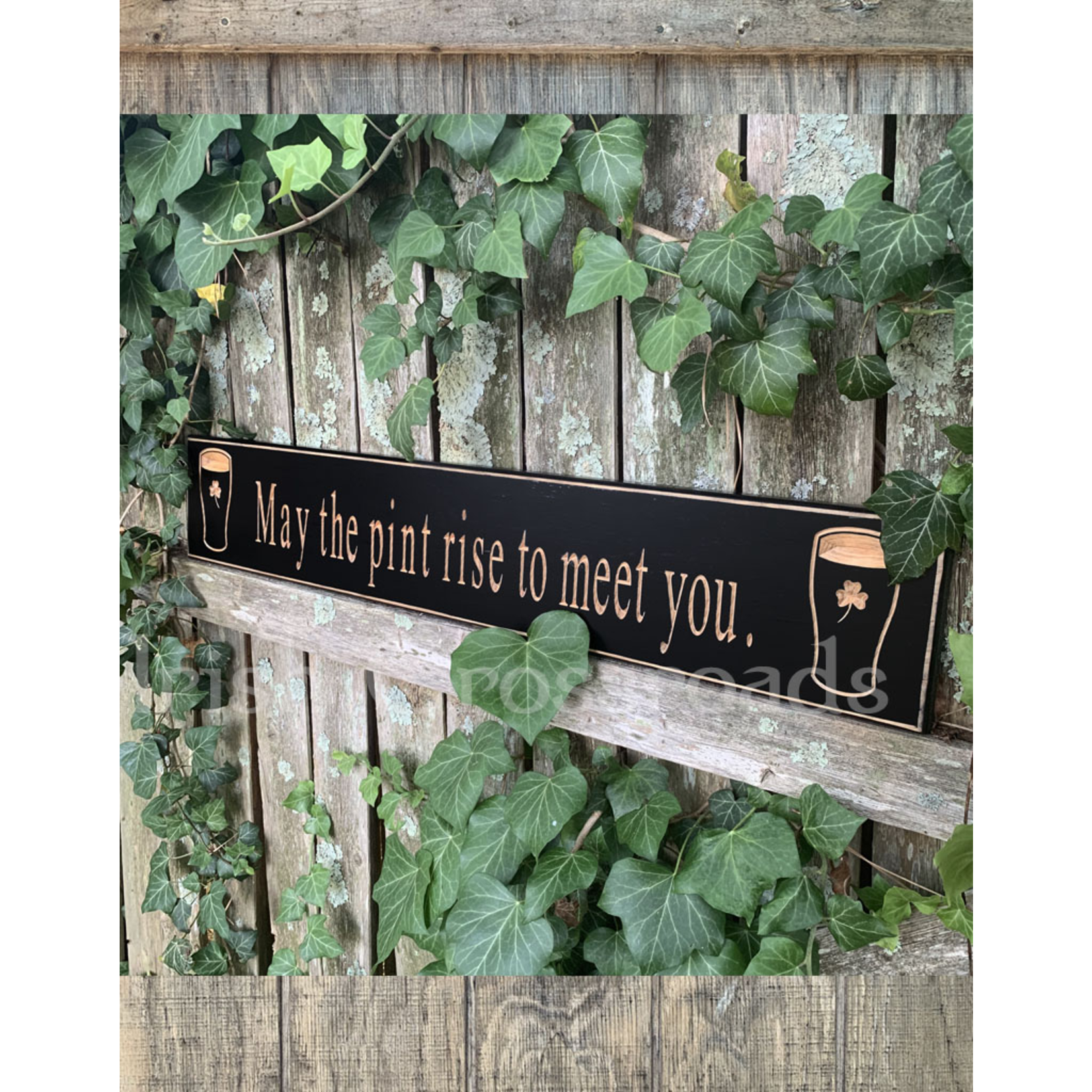 PLAQUES, SIGNS & POSTERS “MAY THE PINT RISE…” CARVED WOOD PUB SIGN