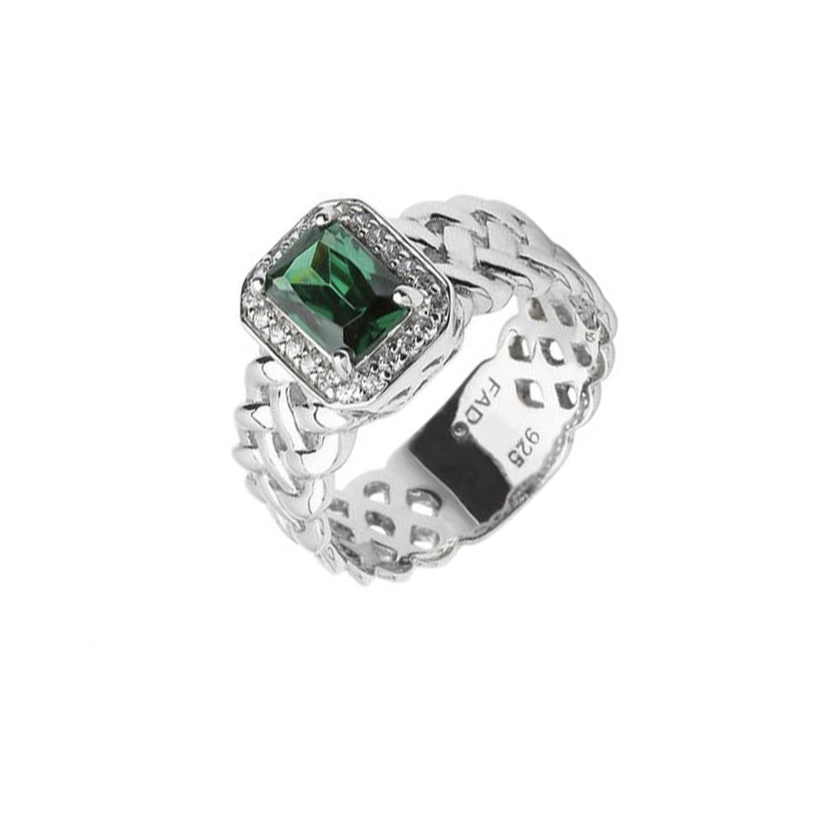 RINGS FADO SHEELIN PAVE RING with GRN STONE