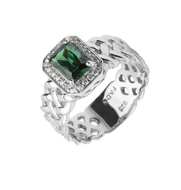 RINGS FADO SHEELIN PAVE RING with GRN STONE