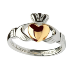 RINGS SHANORE STERLING LADIES CLADDAGH RING w 10K HEART