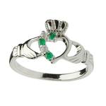 RINGS CLEARANCE: SHANORE STERLING OPEN HEART CLADDAGH RING w STONES :FINAL SALE