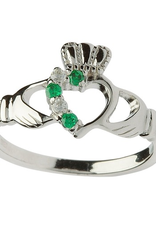RINGS SHANORE STERLING LADIES OPEN HEART CLADDAGH RING with STONES