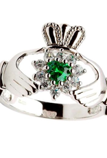 RINGS SHANORE STERLING LADIES STONE SET CLADDAGH RING