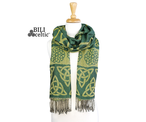 Two-Tone Pashmina with Celtic Knot Scarf Ring