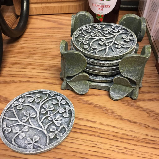 BAR GREEN SHAMROCK COASTER SET