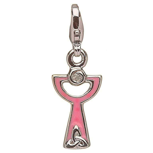 CHARMS CLEARANCE - LITTLE MISS STERLING PINK CHALICE CHARM with REAL DIAMOND - FINAL SALE