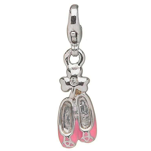 CHARMS CLEARANCE - LITTLE MISS STERLING DANCE SHOES CHARM with REAL DIAMOND - FINAL SALE