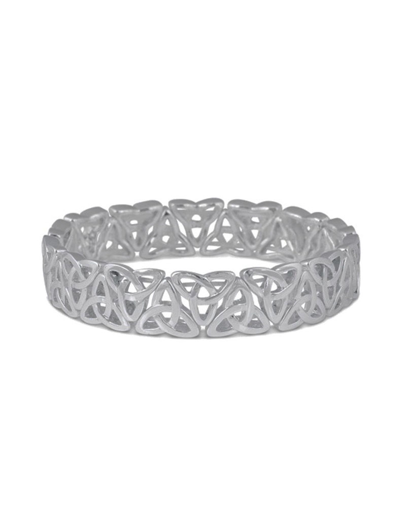 BRACELETS & BANGLES TRINITY KNOT SILVER PLATE STRETCH BRACELET - PEWTER FINISH