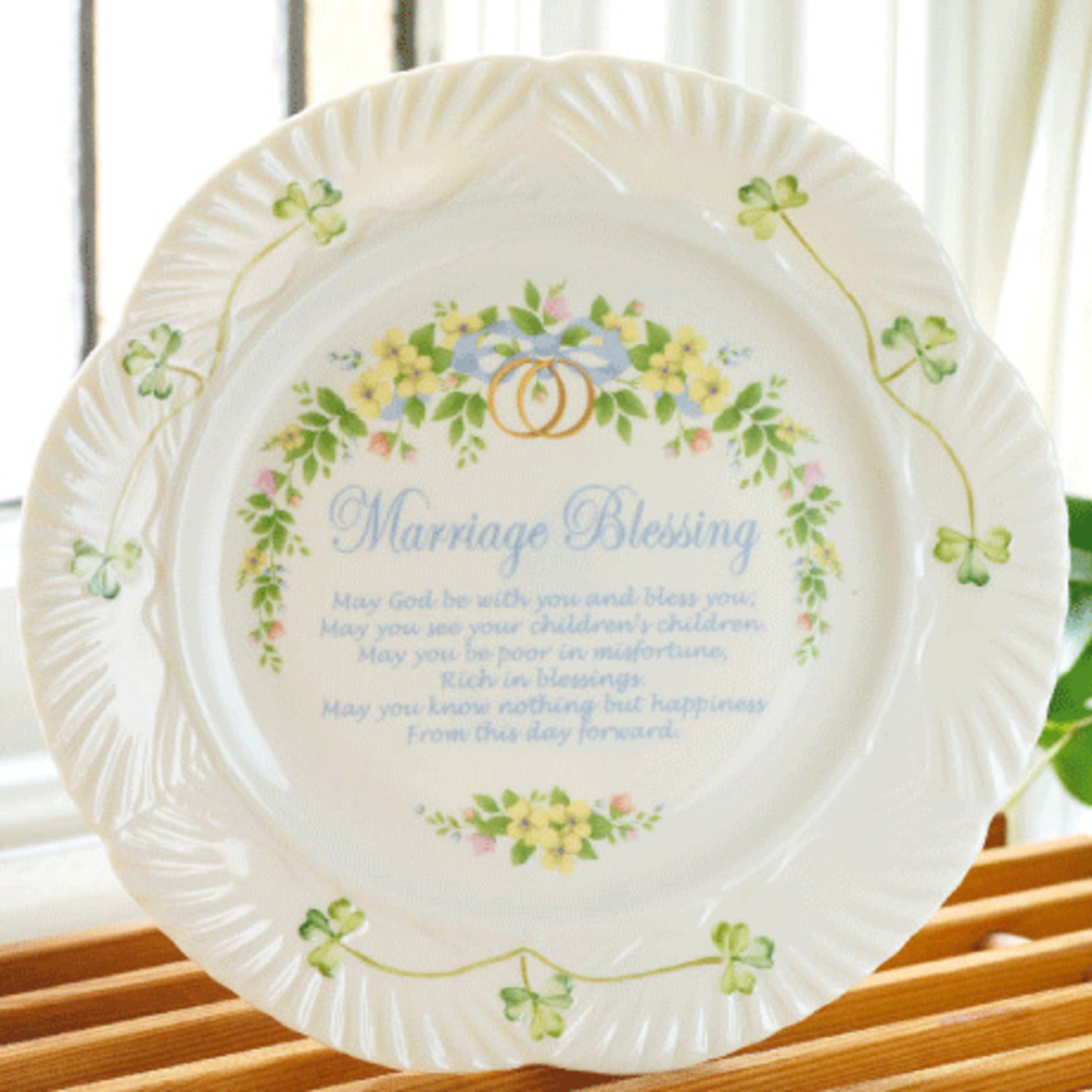PLATES, TRAYS & DISHES BELLEEK HARP PLATE - Marriage Blessing