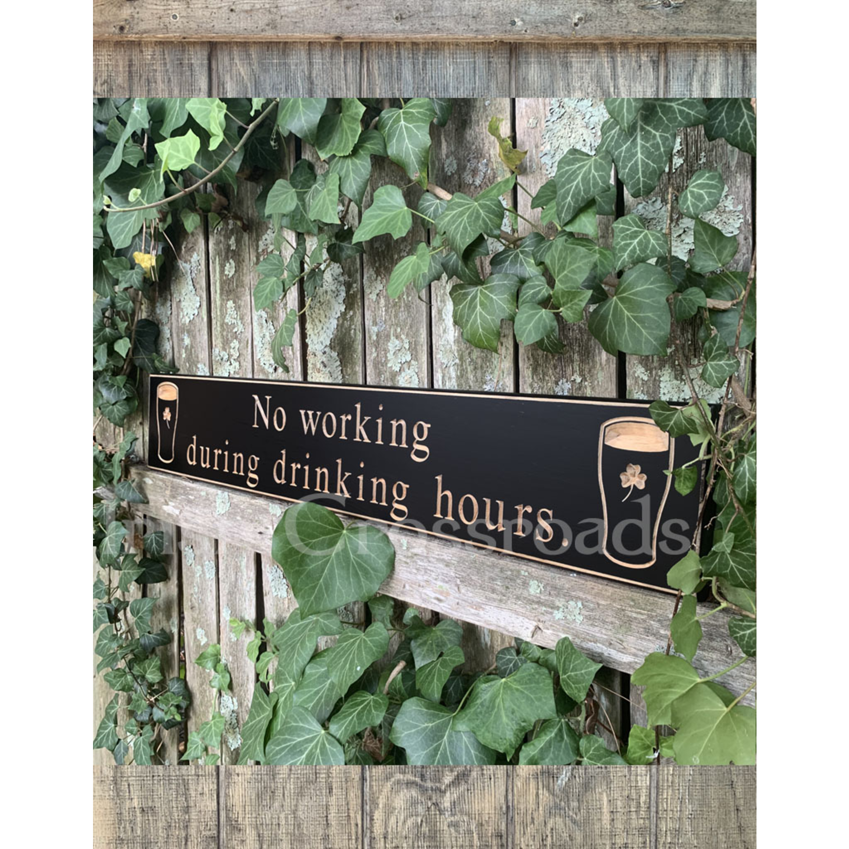 PLAQUES, SIGNS & POSTERS “NO WORKING DURING…” CARVED WOOD PUB SIGN