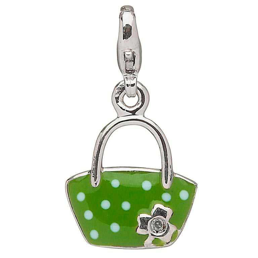 CHARMS CLEARANCE - LITTLE MISS STERLING PURSE CHARM with REAL DIAMOND - FINAL SALE