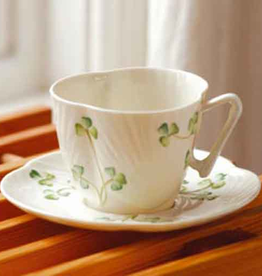 TEAPOTS, MUGS & ACCESSORIES BELLEEK HARP SHAMROCK CUP & SAUCER