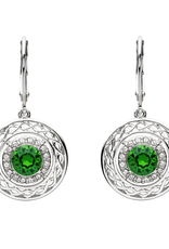 EARRINGS SHANORE GREEN & WHITE CELTIC EARRINGS with SWAROVSKI CRYSTALS