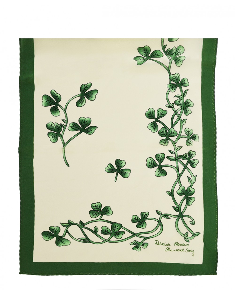 Navy & Green Shamrock Silk Scarf