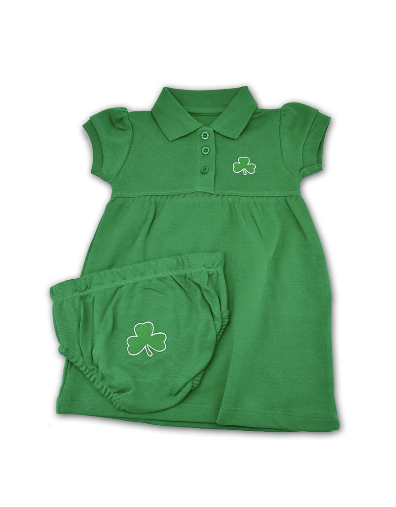 BABY CLOTHES POLO DRESS & BLOOMERS with SHAMROCK