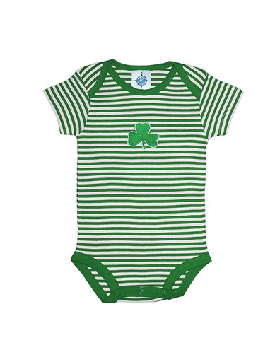 BABY CLOTHES SHAMROCK STRIPED ONESIE