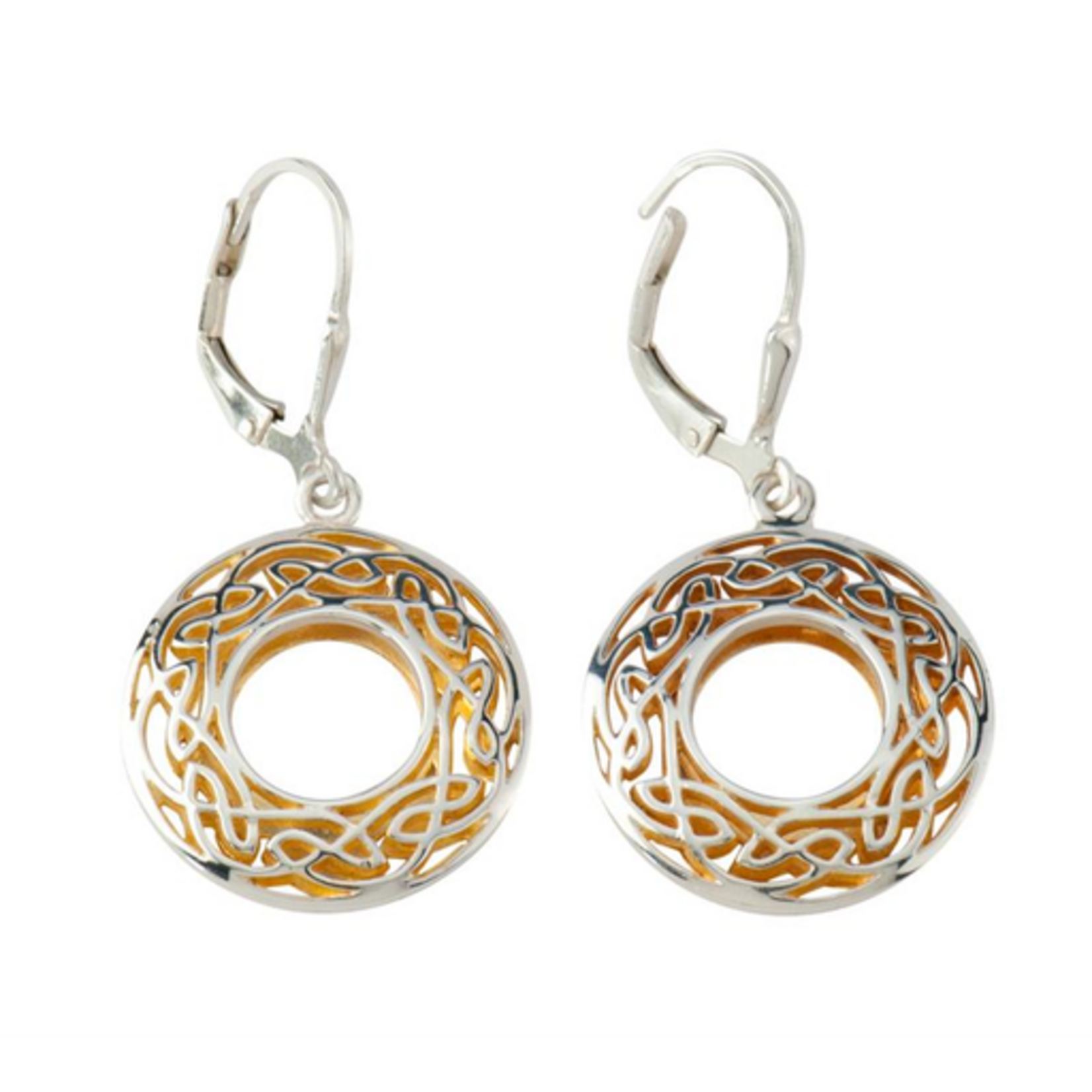 EARRINGS KEITH JACK STERLING & 22K WINDOW TO THE SOUL SML ROUND EARRINGS