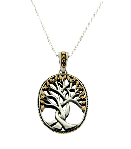 PENDANTS & NECKLACES KEITH JACK STERLING & 18K TREE OF LIFE PENDANT