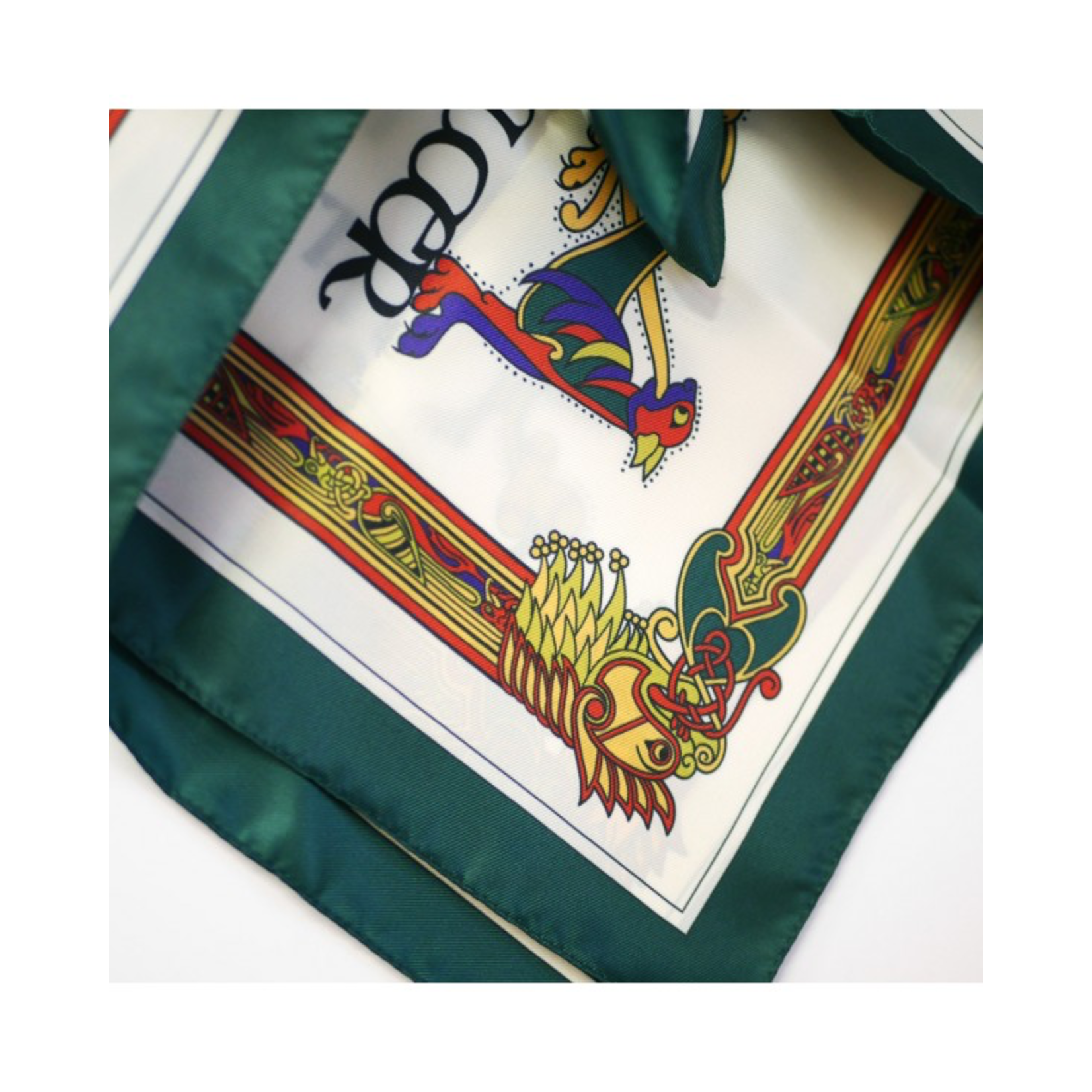 ACCESSORIES BOOK of KELLS SQUARE SIGNATURE SCARF - Bottle Grn/Red/Purple