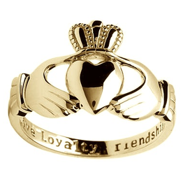 RINGS SHANORE GENTS INSCRIBED HEAVY 10K CLADDAGH RING