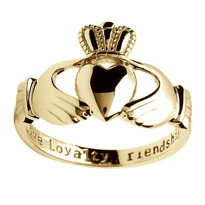 RINGS SHANORE GENTS INSCRIBED HEAVY 10K CLADDAGH RING