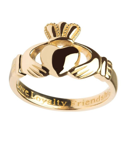 RINGS SHANORE 10K LADIES INSCRIBED CLADDAGH RING